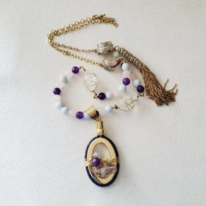 Sachin & Babi Cage Crystals Tassel Statement Necklace 32"